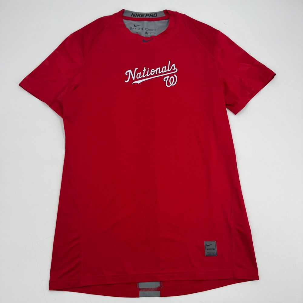 Nike Pro‎ Dri Fit Washington Nationals Baseball TShirt Men's Size S Red